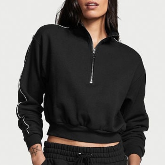 Cotton Fleece Mock-Neck Half-Zip - Picture 13 of 16